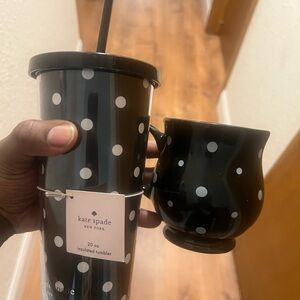 Kate Spade (Tumbler) and Temp-Tations (Mug) Polka Dot Drinkware Set